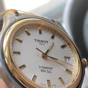 Tissot PR 50 Titanium and Gold Plate Quartz Mens Watch 1853