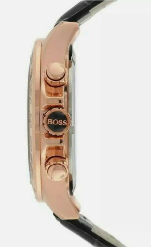 Hugo Boss HB1513179 Men's Ikon Black \u0026 Rose Gold Dial Leather Strap Quartz  Watch | WatchCharts