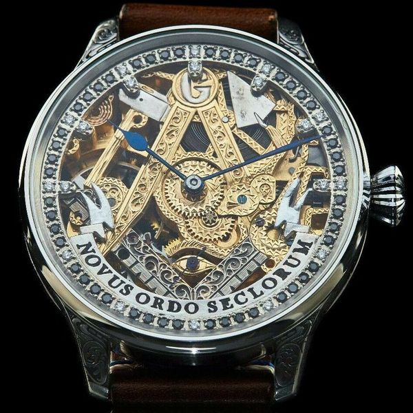 Luxury Antique High Grade Rolex Geneva Skeleton Masonic Mens Watch