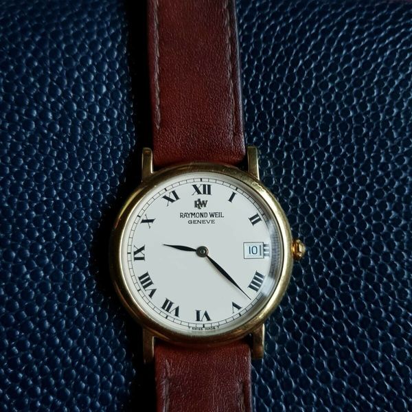 Raymond Weil Geneve 9187 Midsize Unisex 18kt Gold Plated Swiss Quartz ...