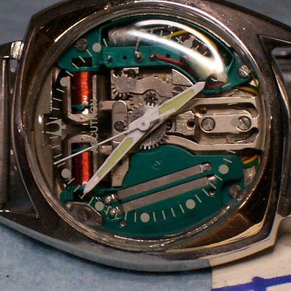 Bulova Accutron 214 M3 asymmetrical S/S & gold chevron Space view watch