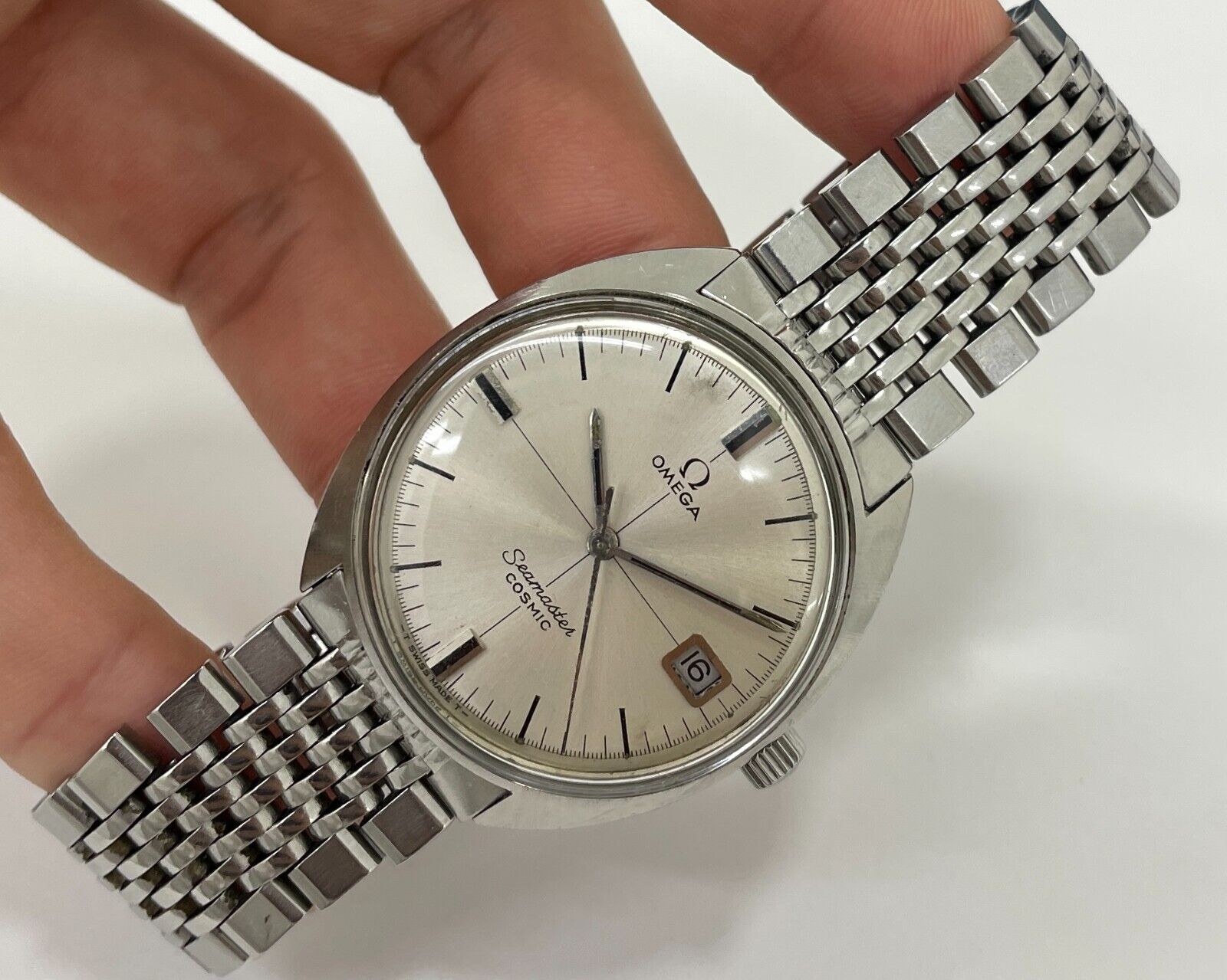 AaA❤︎ OMEGA SEAMASTER COSMIC DATE 136017 136.017 STAINLESS STEEL 35MM