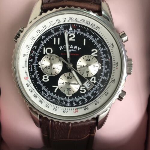 Rotary Men s Chronospeed Chronograph Brown Leather Strap Watch