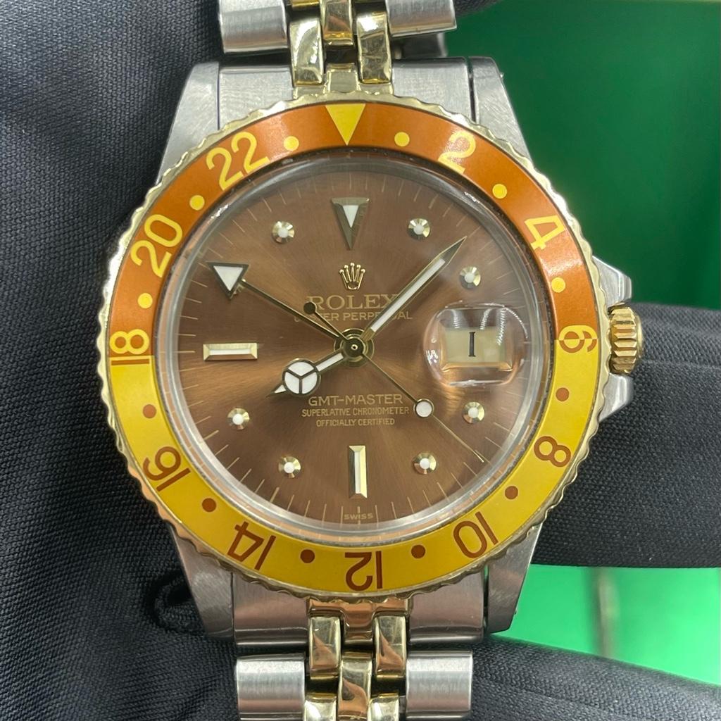 FS 1971 Vintage Rolex 1675 3 GMT Master Two Tone Root Beer