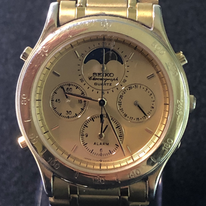 Seiko 7T36-6A30 Men's Chronograph Quartz Watch Gold Bracelet Moon Phase  Japan | WatchCharts