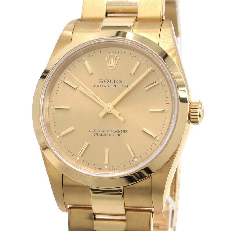 Returns OK Rolex Men s Oyster Perpetual 14208M P No. K18YG