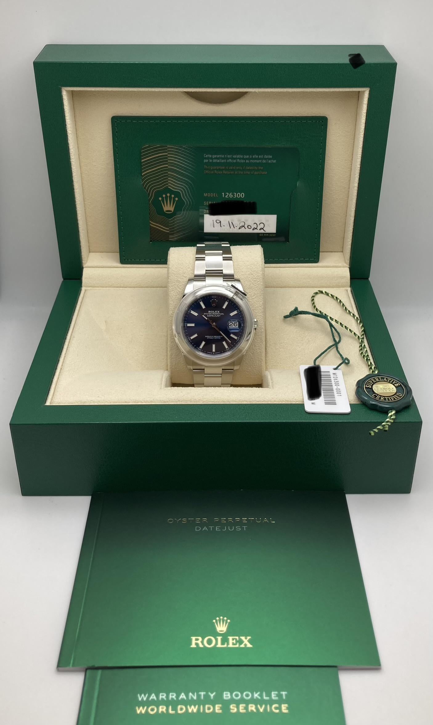 Rolex Datejust 41, 126300-0008, UNWORN Watch, 2022, B+P For Sale