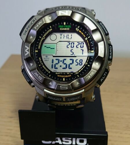 casio protrek grey titanium sport watch