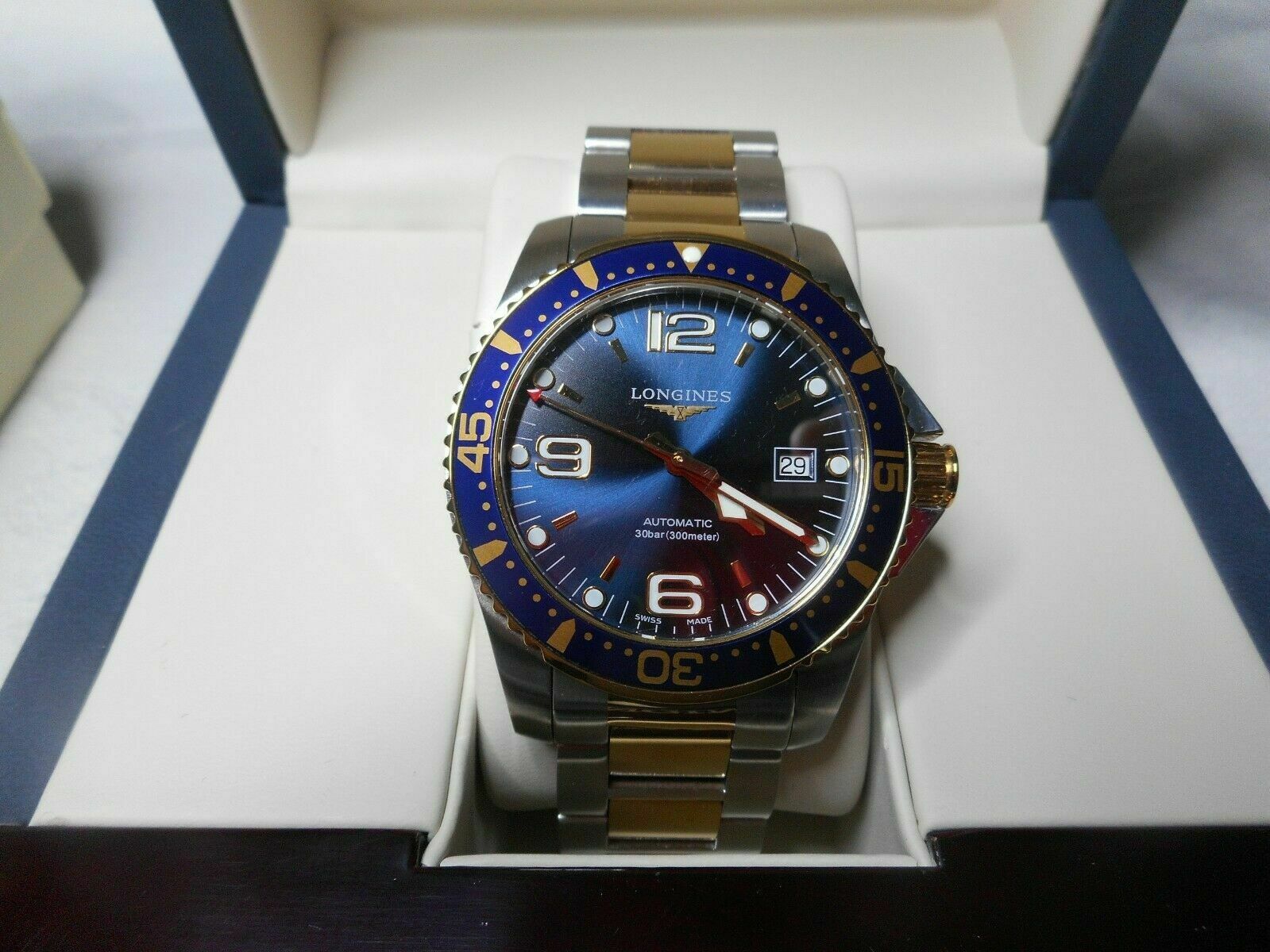 Longines Hydroconquest Two Tone PVD Gold Steel Automatic Blue