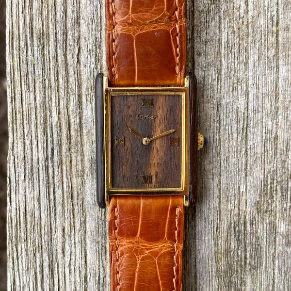 FS: 1977 Cartier 21611 Tank Organic Jumbo XL Wood Pallisandre de Rio ...
