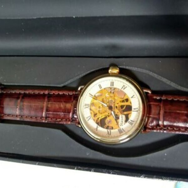 Stauer 1779 Skeleton men's watch Leather band, manual wind WatchCharts
