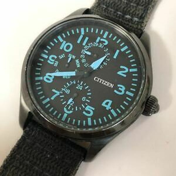 CITIZEN 8637S066425 EcoDrive Alterna Pilot Solar Battery Watch From
