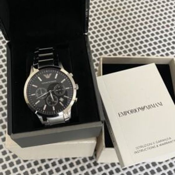 EMPORIO ARMANI MENS BLACK DIAL STAINLESS STEEL AR2434 CHRONOGRAPH WATCH ...