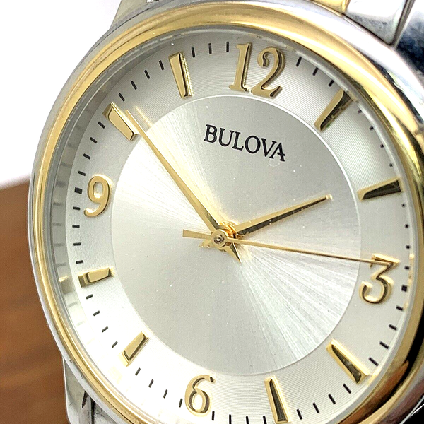 Bulova Men's Watch 98A150 Silver Dial Quartz Two Tone Stainless Steel