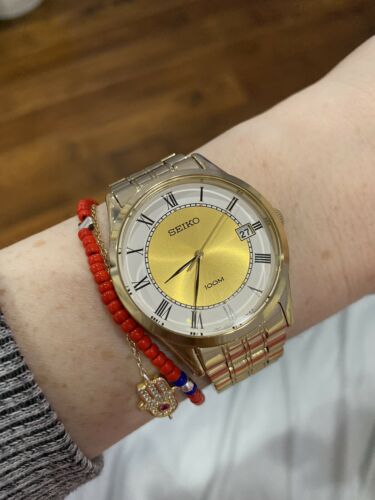 Seiko Gold 100M Date Watch 7N42 0EX0 Men s Made To Fit Woman s