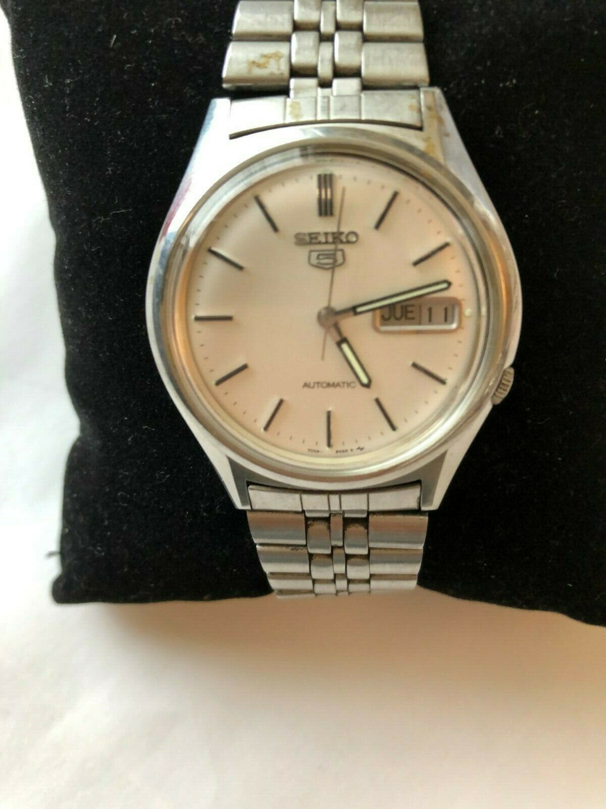 Vintage Seiko 5 Automatic 37 mm Men's Watch 7009-8980 Japan Day