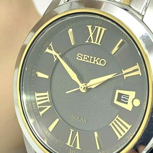 Seiko Solar Le Grand Sport Grey Dial Two Tone Stainless Steel Men's Watch  SNE398 | WatchCharts
