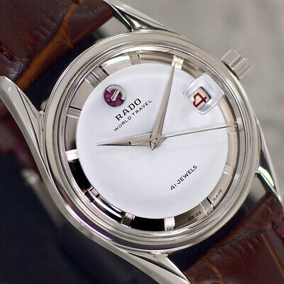 VINTAGE RADO WORLD TRAVEL AUTOMATIC 41 JEWELS DATE ANALOG DRESS