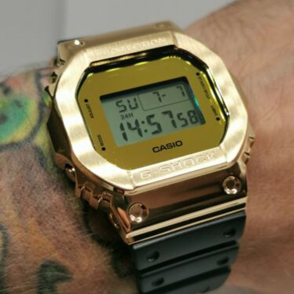 Brand New Casio G shock DW-5600 with custom gold metal bezel Brand New Casio G shock DW-5600 with custom gold metal bezel