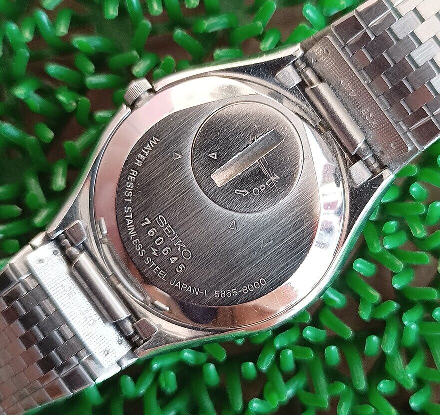 RARE VINTAGE SEIKO KING QUARTZ MODEL 5855-8000 ALL STAINLESS STEEL