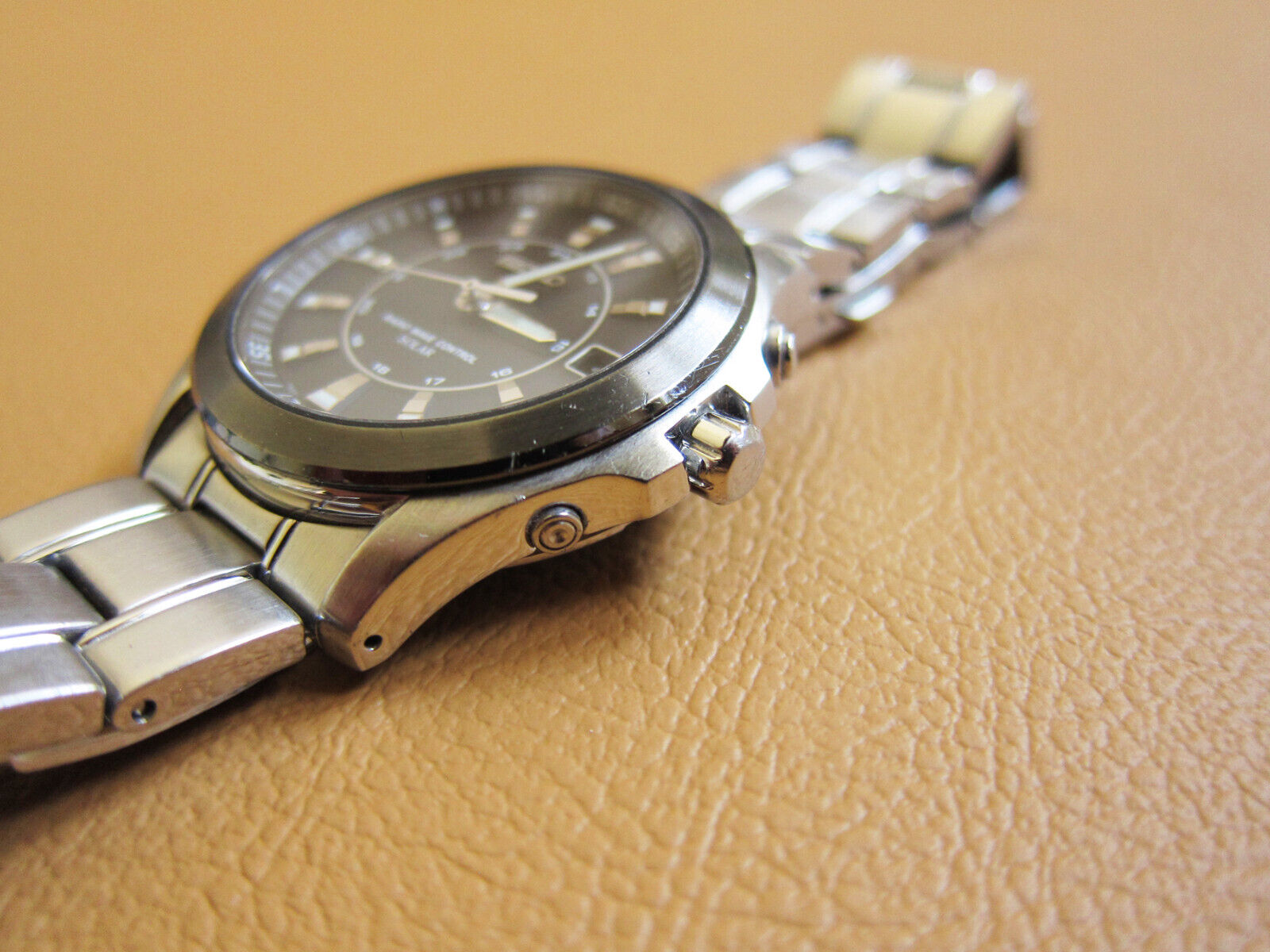 SEIKO 7B22-0BN0 Solar Radio Wave Control SS Men\u0027s Watch Black 