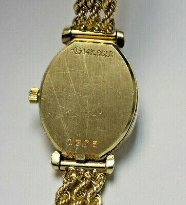 Ladies 14K Yellow Gold Triple Rope Bracelet Quartz OMEGA 1375