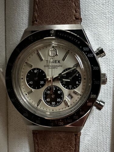 Q Timex Chronograph 40mm Leather Strap Watch, 'Panda' Dial - Brand New/Sold  Out! | WatchCharts