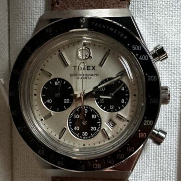 Q Timex Chronograph 40mm Leather Strap Watch, 'Panda' Dial - Brand New/Sold  Out! | WatchCharts