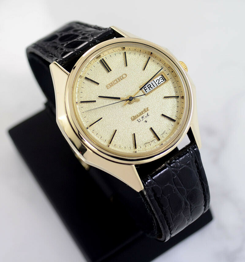 VINTAGE SEIKO QUARTZ U.F.A 3823-7040 DAY&DATE YELLOW GOLD DIAL MEN'S WATCH  | WatchCharts Marketplace