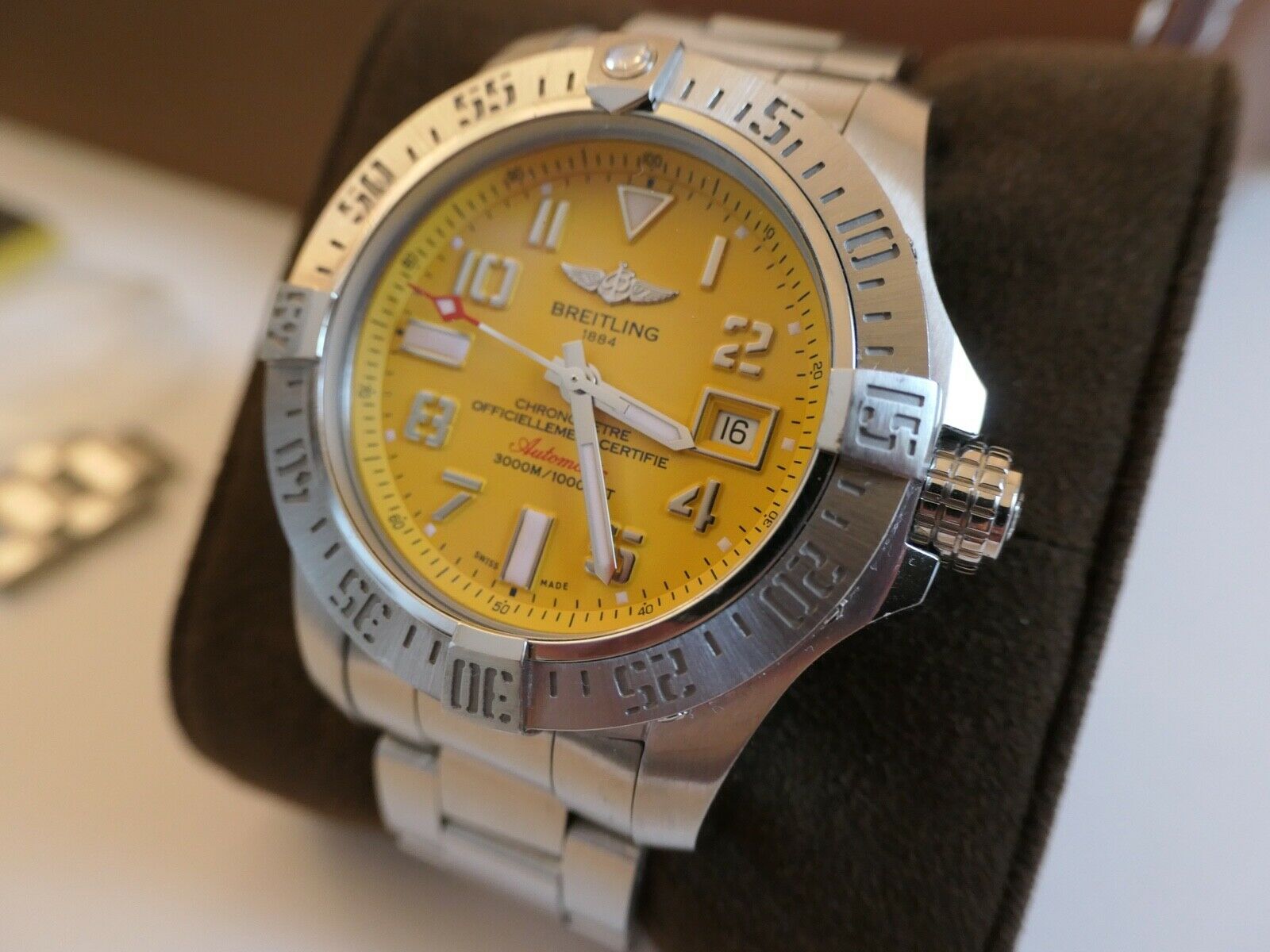 Breitling Avenger II Seawolf Yellow Dial Black Leather Strap 45mm Mens Watch - A1733110/I519/436X main image 0