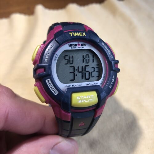 Timex T5K813 Quartz Watch Ironman Navy And Pink With New Battery