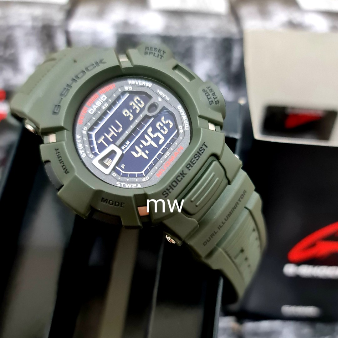 Original g shock olive green g9000 g-9000 g-9000-3dr mudman men's