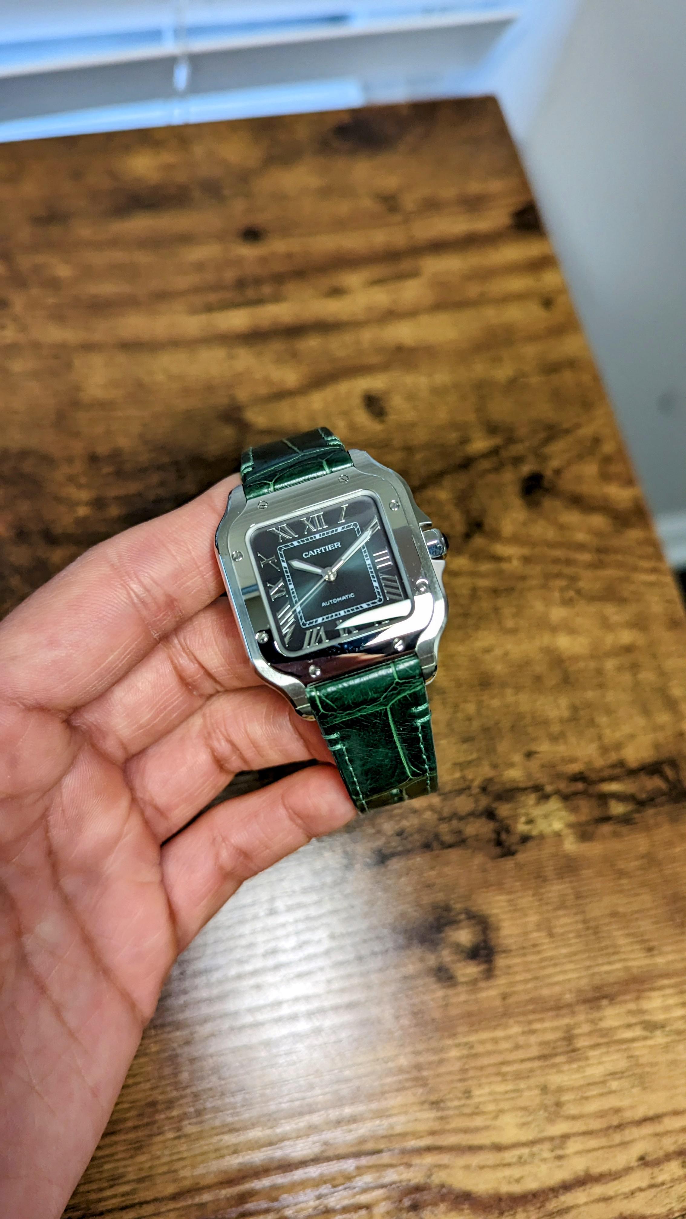 WTS Cartier Santos medium green dial Reserved WatchCharts