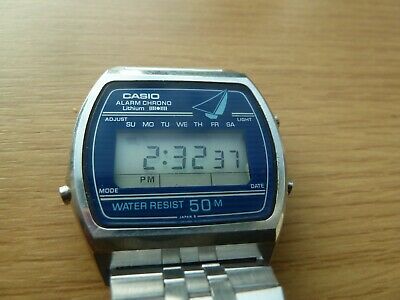 Vintage Casio lcd watch W-61 BLUE SAILBOAT module 81 with