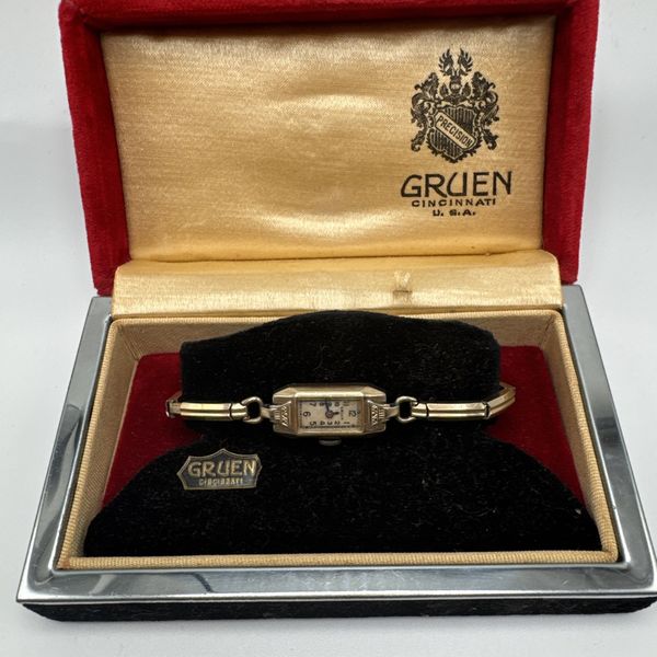 Boîte Vintage En Cuir Rouge Pour Montre Gruen - Rare, Pour Modèles Gruen Precision, Occasion