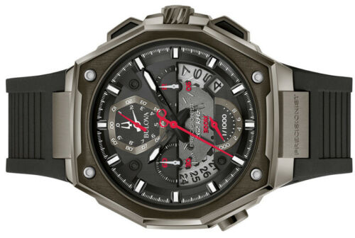 New Bulova Precisionist Two | WatchCharts Dial With Chronograph 98B358 Strap Watch Black Tone