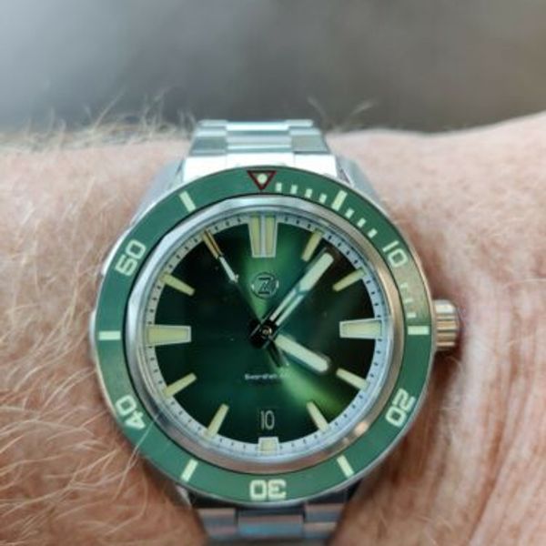ZELOS Swordfish 40mm Emerald Green Diver WatchCharts
