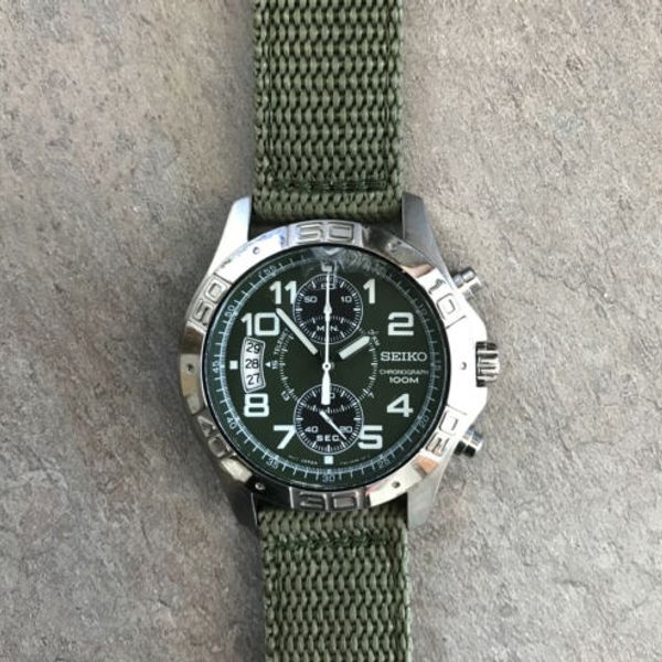 Seiko 7T94-0AL0 Telemeter Military Style Green Dial Chronograph With Date  Bin T | WatchCharts