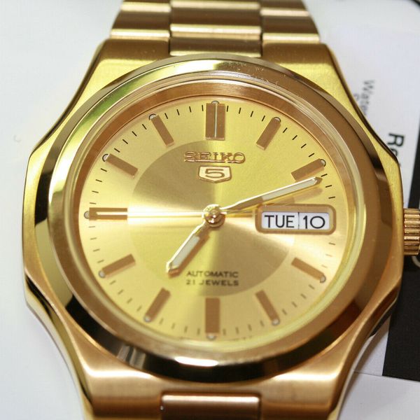 Seiko 5 Gold Nautilus AP Stainless Steel Automatic Men's Watch SNKK52 ...