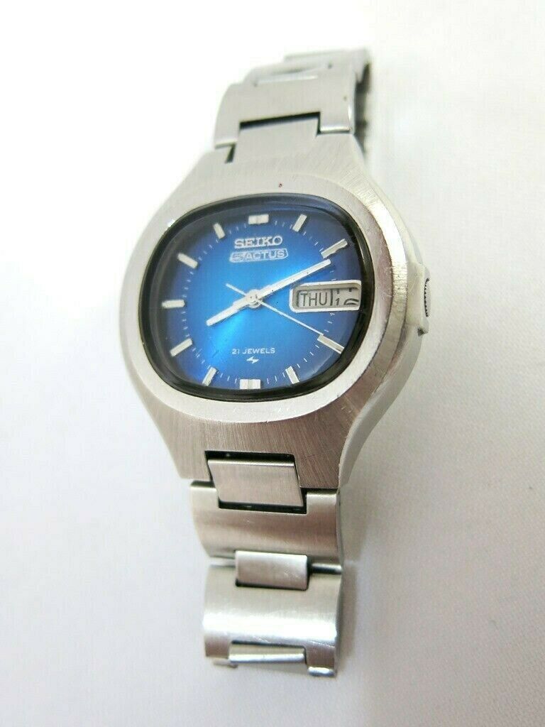 Vintage SEIKO 5 Automatic Watch 7019-5010 ACTUS Day/Date 21J' Blue