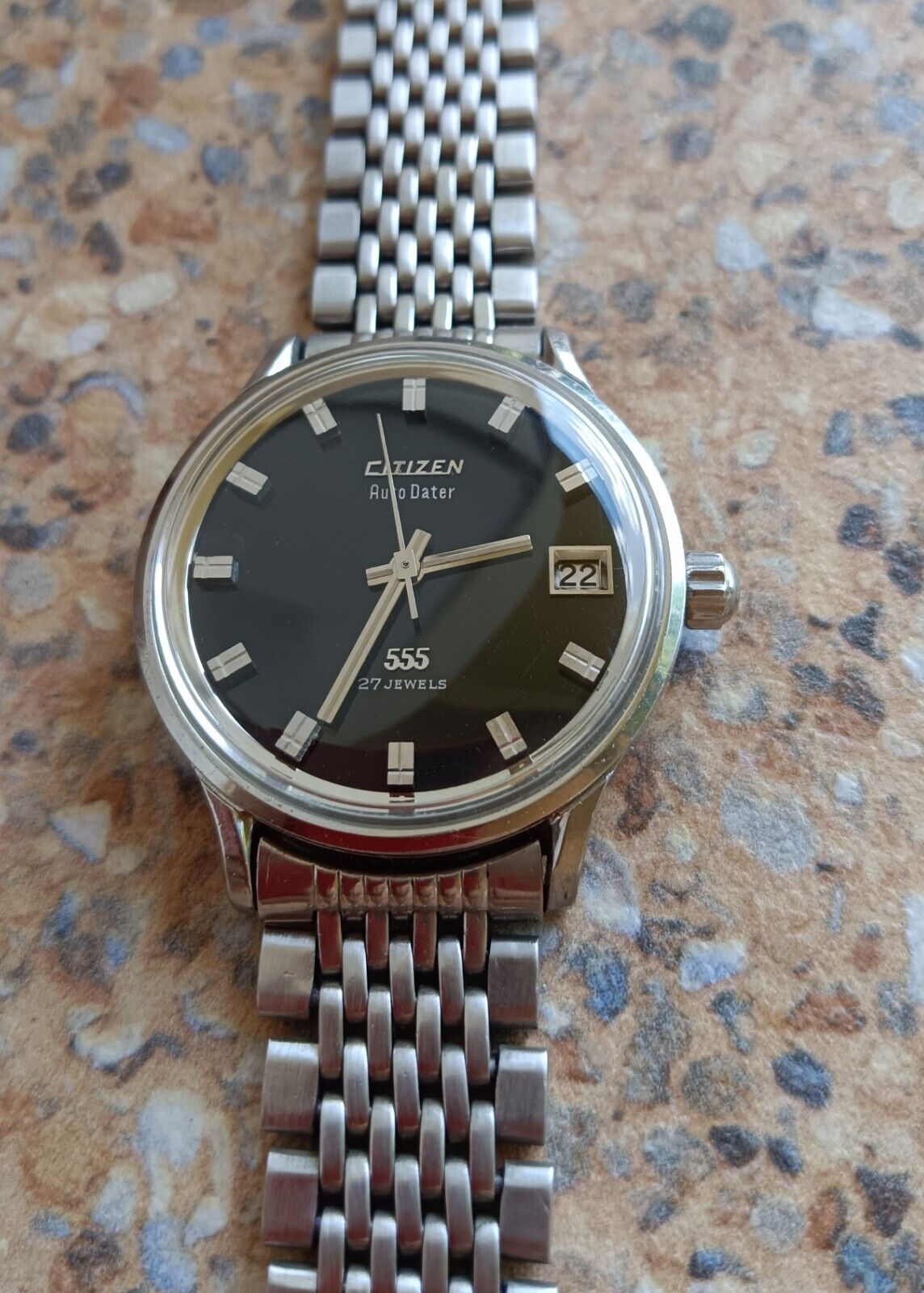 Vintage Citizen 555 Jet Auto Dater 27 Jewels Automatic June