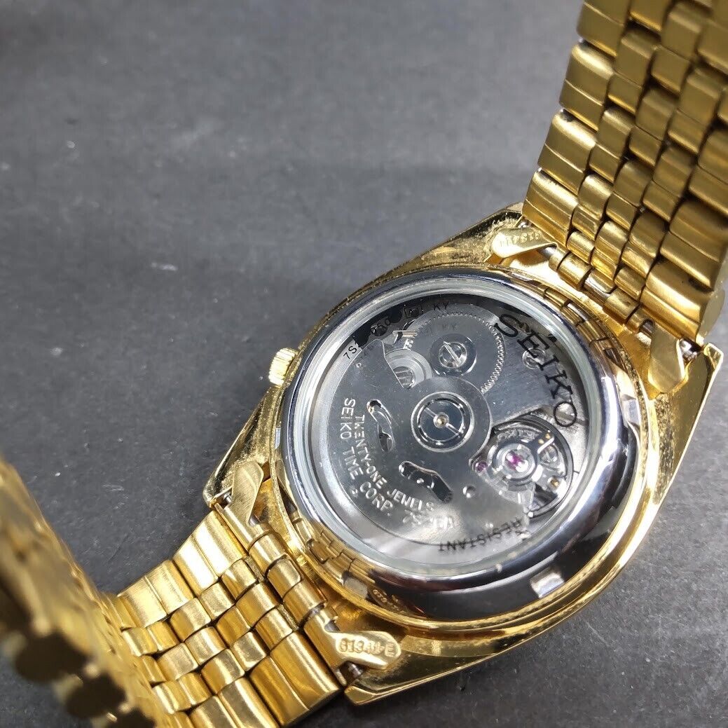 Seiko 7S26-0500 SNXZ16 Gold Black Rare Automatic Men's Watch(Near