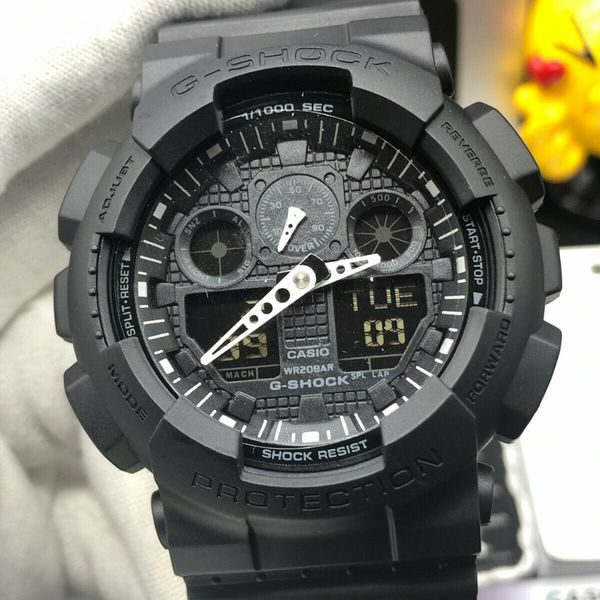 New G Shock Ga100 1a1 Mens Watch Black Resin Strap Chronograph