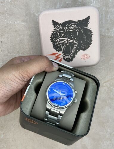 Rare Kanji LUCK y2k FOSSIL Big Tic JR-8085 Blue Animated Watch