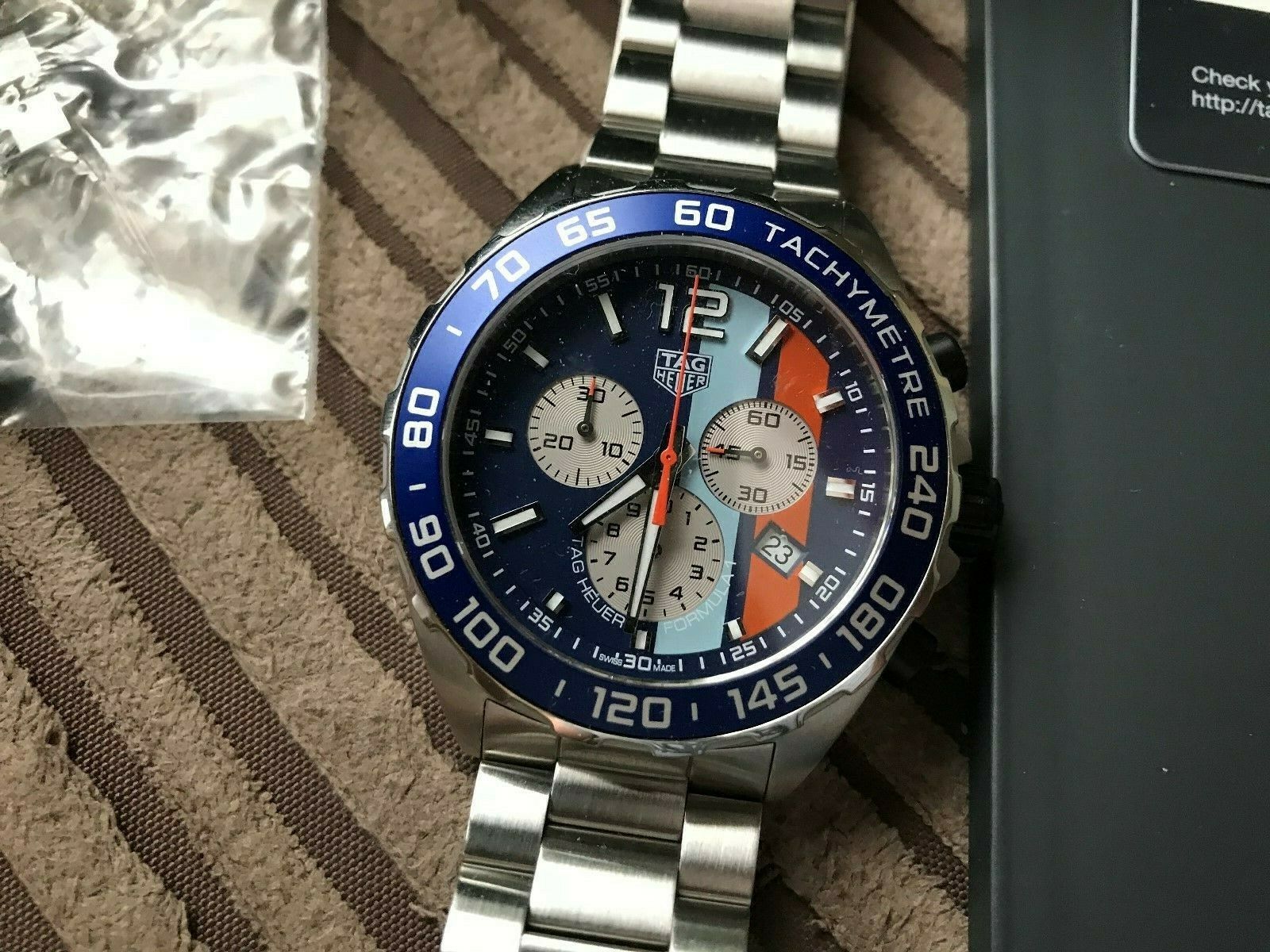 tag heuer formula 1 gulf chronograph special edition men's watch
