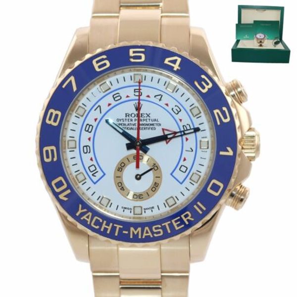 2017 BLUE HANDS Men's Rolex YachtMaster 2 Yellow Gold 116688 44mm