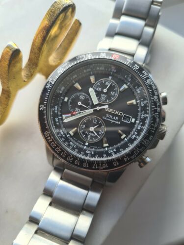 Seiko Flightmaster Solar Alarm Chronograph V172 0ac0 Ssc009 Aviator Watchcharts Marketplace 2481