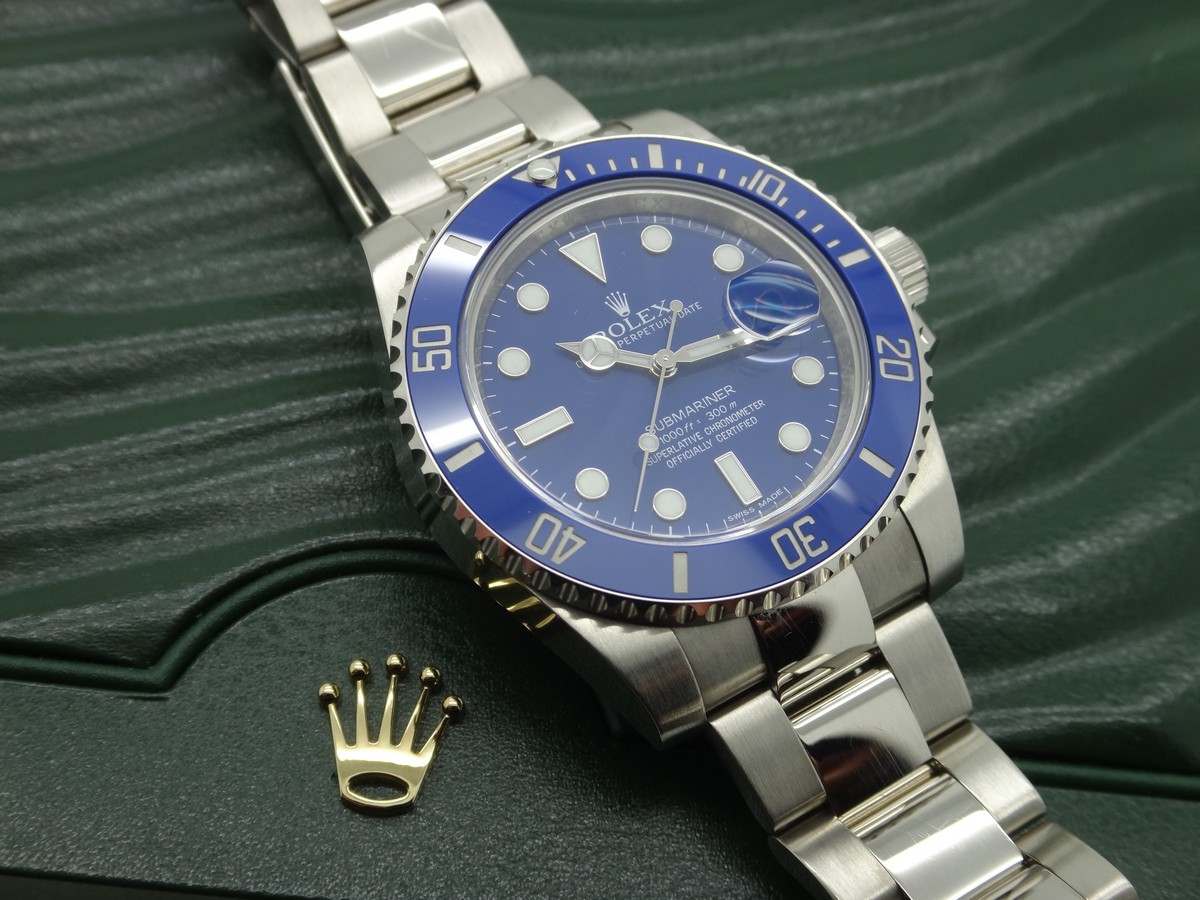 Rolex Submariner White Gold with Ceramic Blue Bezel 116619