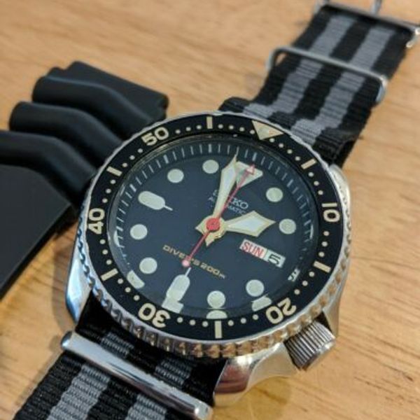 Vintage Watch Seiko 7s26 Diver Skx Mod With Gold Mason And Red Kayak Ss Hand Set Watchcharts 1834