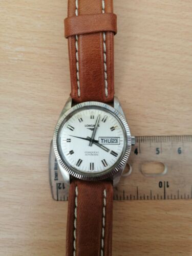 Vintage Longines Automatic Fluted Bezel Day date Mens Watch Ref